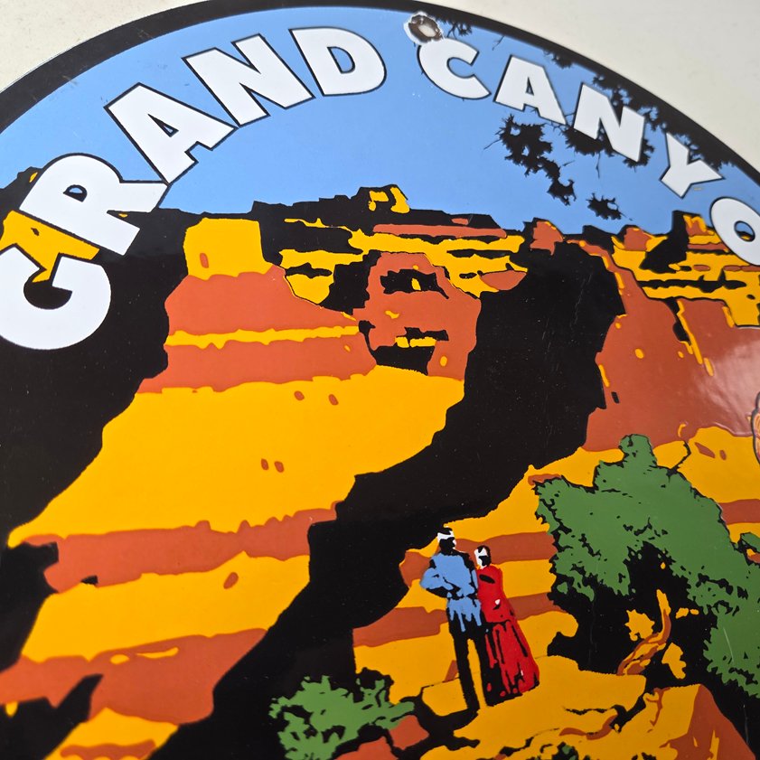 Vintage Shell Gasoline Sign - Grand Canyon Gas Oil Pump Plate Porcelain Sign - Image 4