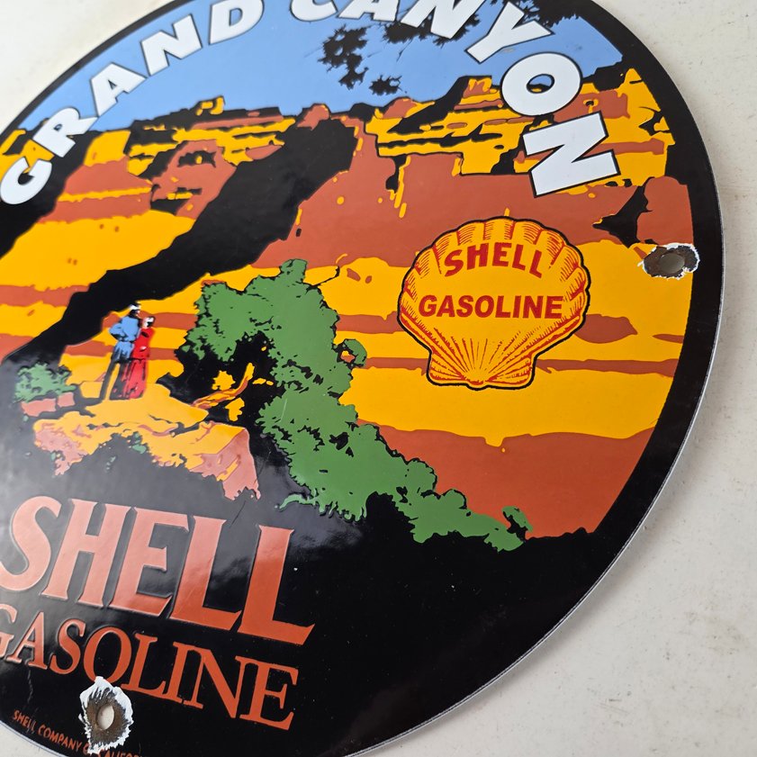 Vintage Shell Gasoline Sign - Grand Canyon Gas Oil Pump Plate Porcelain Sign - Image 12