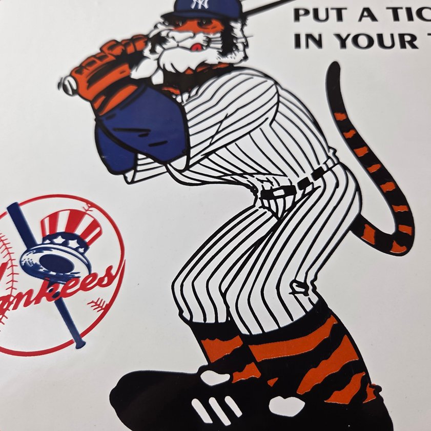 Vintage Esso Gasoline Sign - Yankees Gas Service Station Baseball Porcelain Sign - Image 3