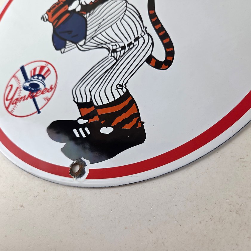 Vintage Esso Gasoline Sign - Yankees Gas Service Station Baseball Porcelain Sign - Image 13