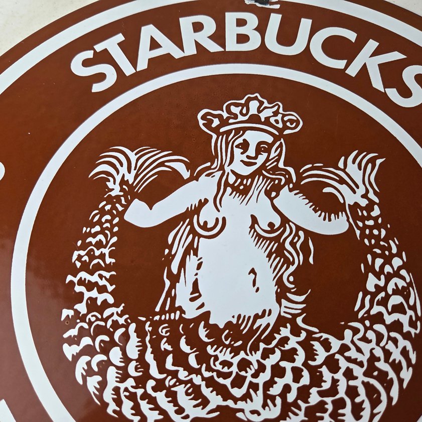Vintage Starbucks Sign - Coffee Tea Spices Porcelain Beverage Gas Pump Sign - Image 2