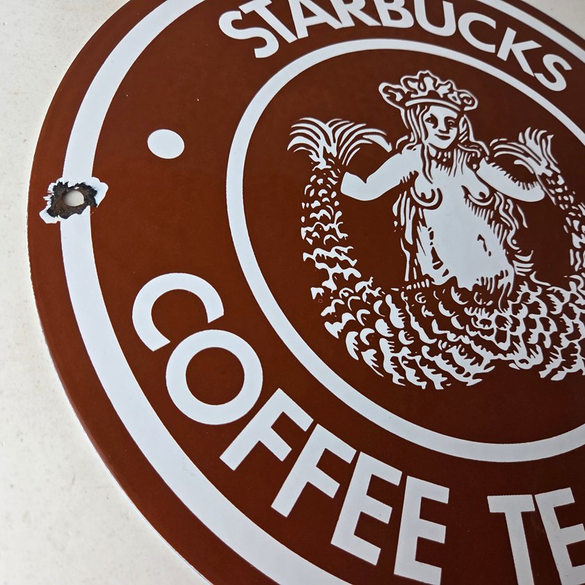 Vintage Starbucks Sign - Coffee Tea Spices Porcelain Beverage Gas Pump Sign - Image 5
