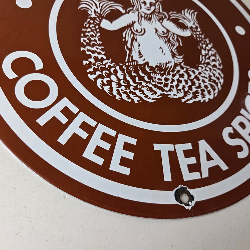 Vintage Starbucks Sign - Coffee Tea Spices Porcelain Beverage Gas Pump Sign - Image 6