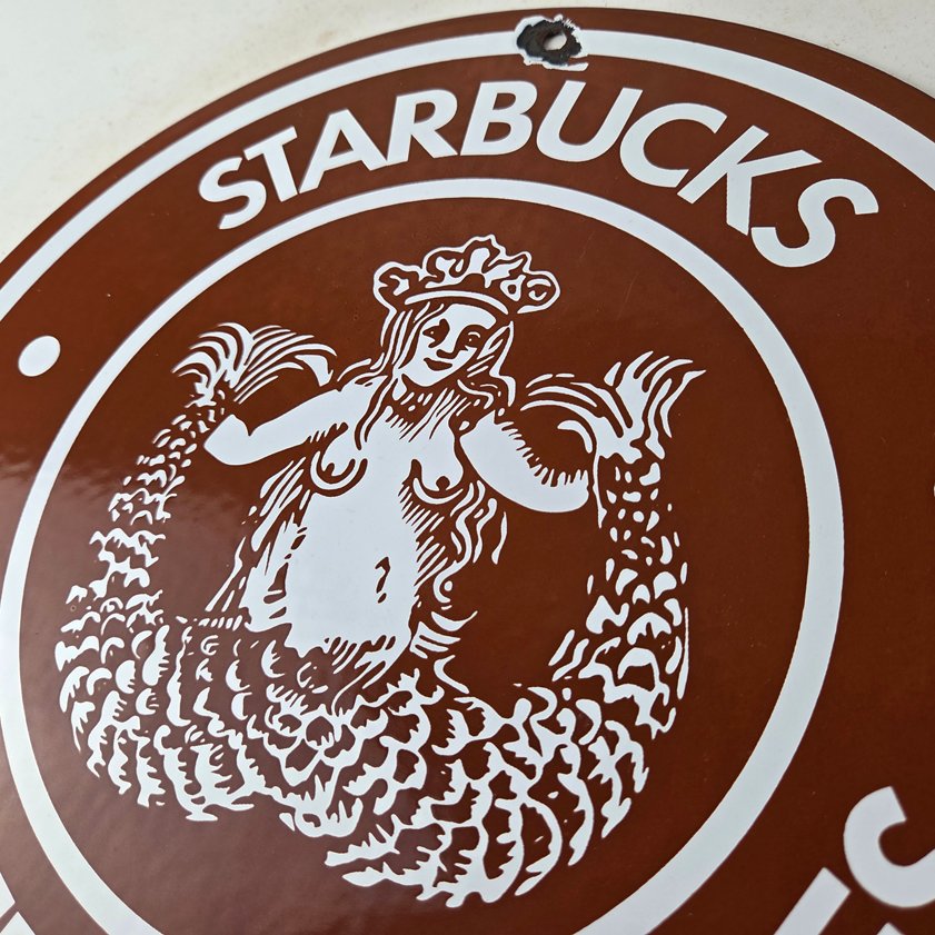 Vintage Starbucks Sign - Coffee Tea Spices Porcelain Beverage Gas Pump Sign - Image 11