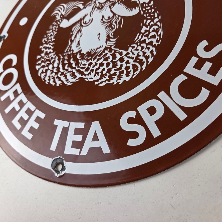 Vintage Starbucks Sign - Coffee Tea Spices Porcelain Beverage Gas Pump Sign - Image 13