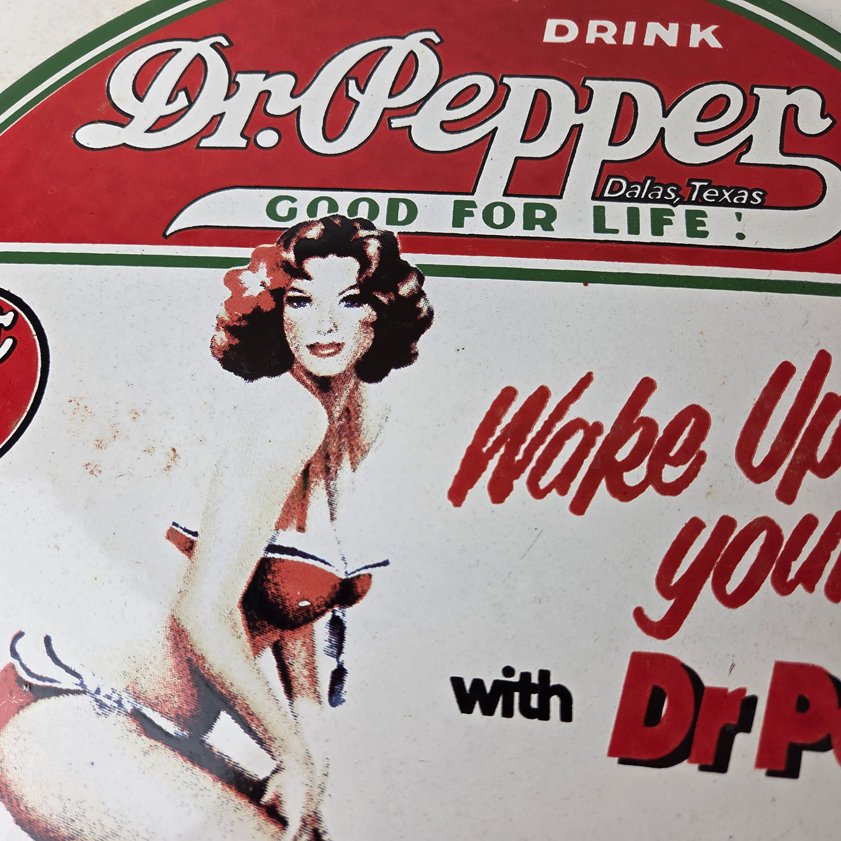 Vintage Dr Pepper Sign - Porcelain Cola Soda Beverage Gas Station Advertise Sign - Image 2