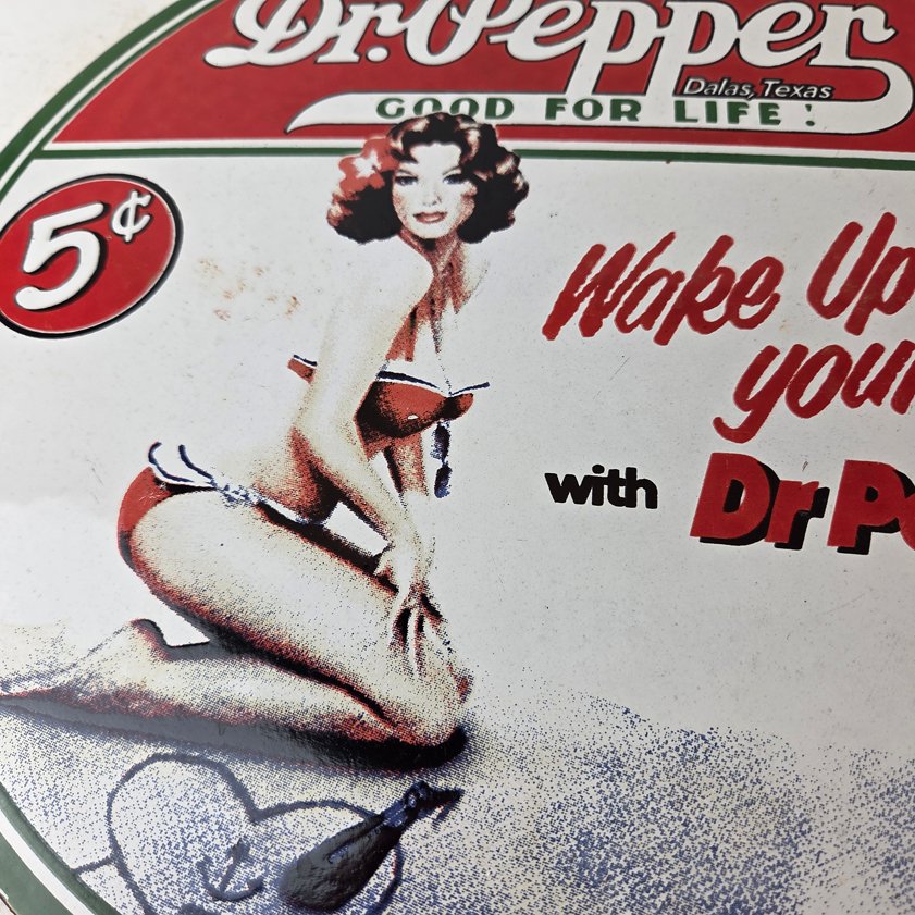 Vintage Dr Pepper Sign - Porcelain Cola Soda Beverage Gas Station Advertise Sign - Image 3
