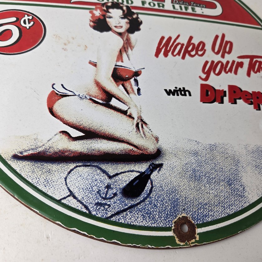 Vintage Dr Pepper Sign - Porcelain Cola Soda Beverage Gas Station Advertise Sign - Image 6