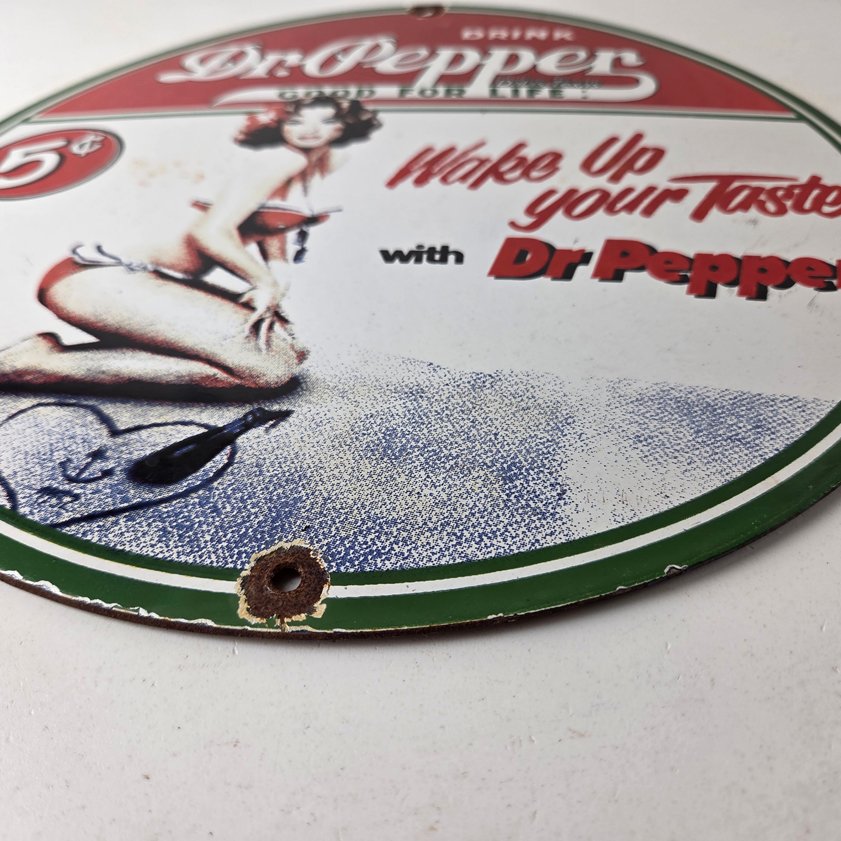 Vintage Dr Pepper Sign - Porcelain Cola Soda Beverage Gas Station Advertise Sign - Image 11