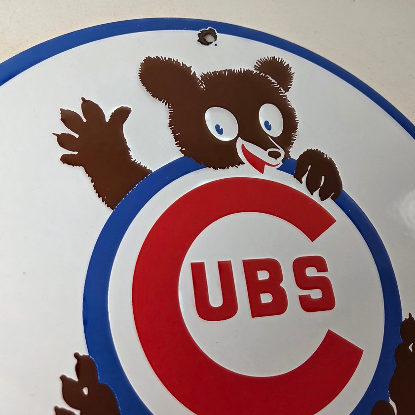 Vintage Cubs Wrigley Field Sign - MLB Baseball Stadium Porcelain Gas Sign - Image 4