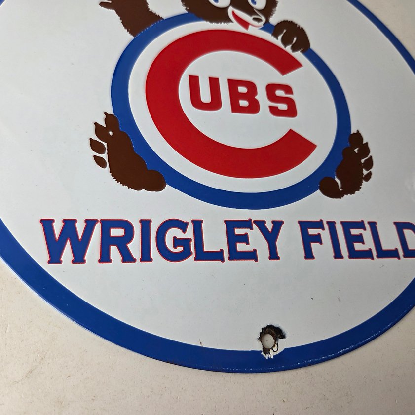 Vintage Cubs Wrigley Field Sign - MLB Baseball Stadium Porcelain Gas Sign - Image 10