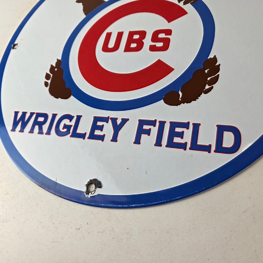 Vintage Cubs Wrigley Field Sign - MLB Baseball Stadium Porcelain Gas Sign - Image 13