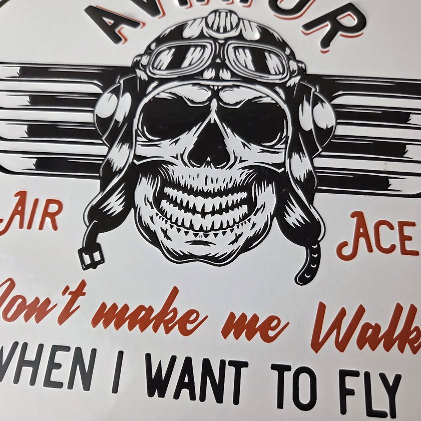 Vintage Air Ace Sign - Fly Aviation Aviator Skull Service Gas Porcelain Sign - Image 3