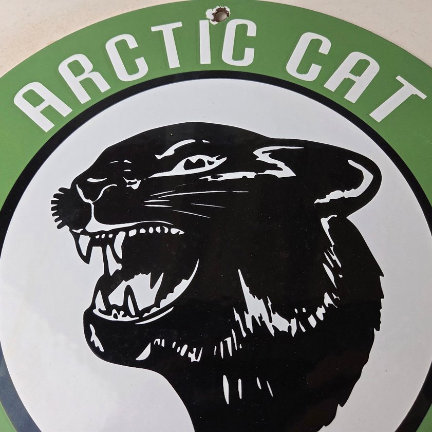 Vintage Arctic Cat Snowmobiles Sign - Sales Winter Sled Porcelain Gas Pump Sign - Image 2