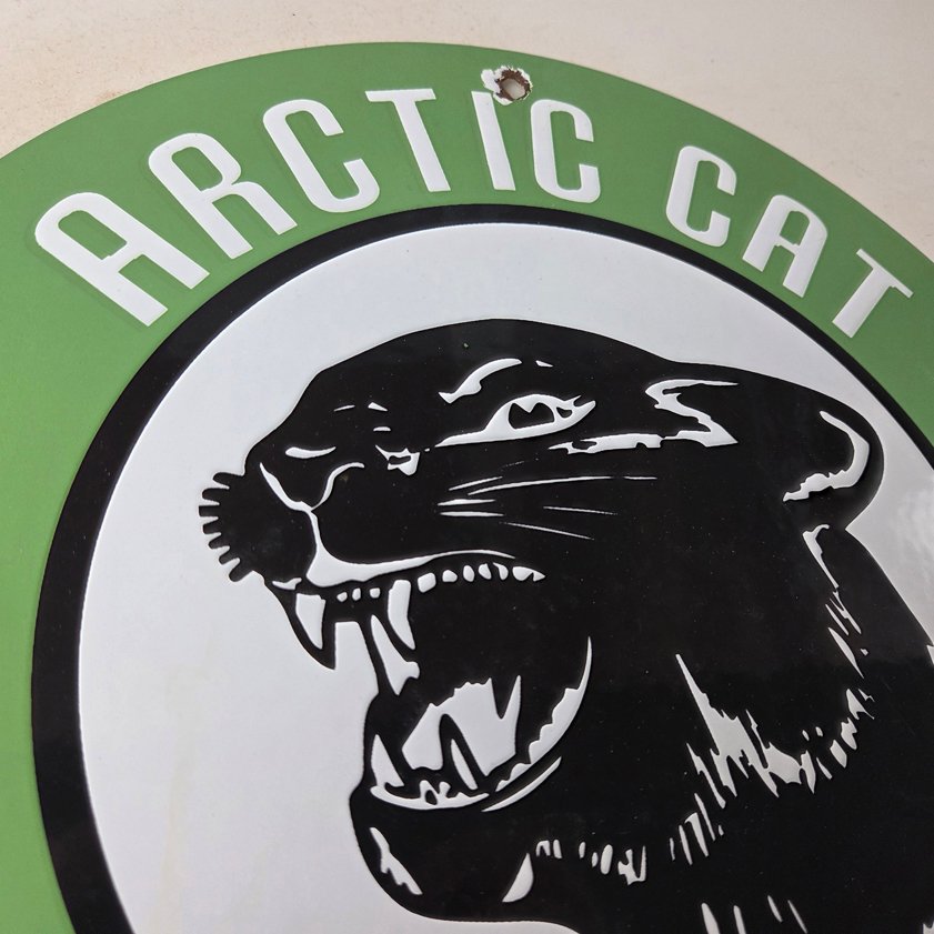 Vintage Arctic Cat Snowmobiles Sign - Sales Winter Sled Porcelain Gas Pump Sign - Image 4