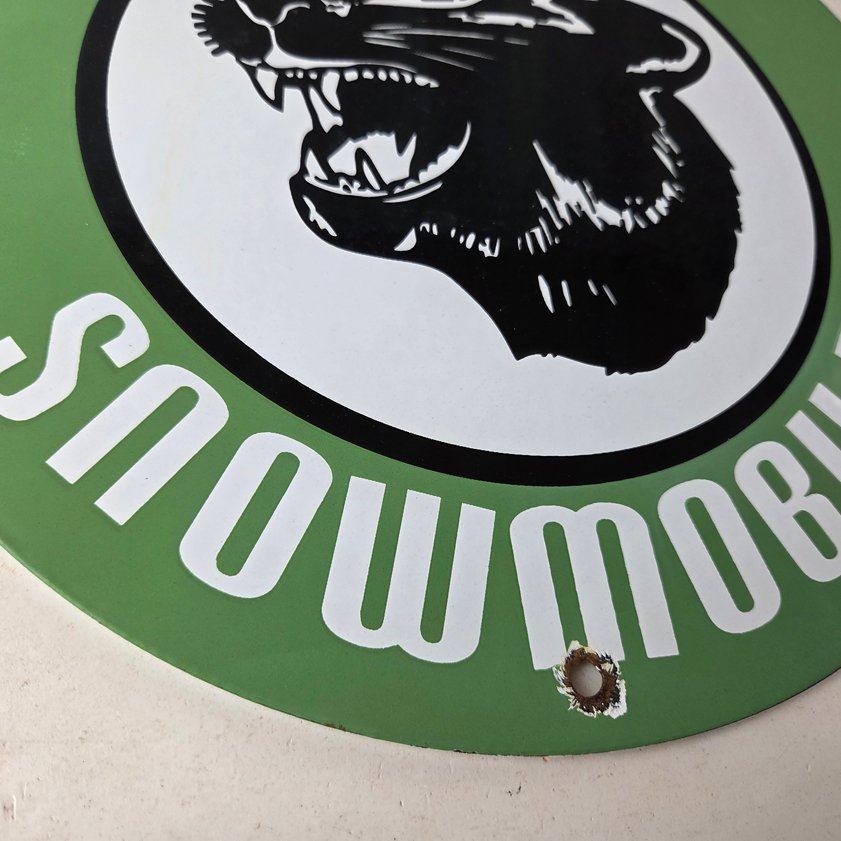 Vintage Arctic Cat Snowmobiles Sign - Sales Winter Sled Porcelain Gas Pump Sign - Image 6