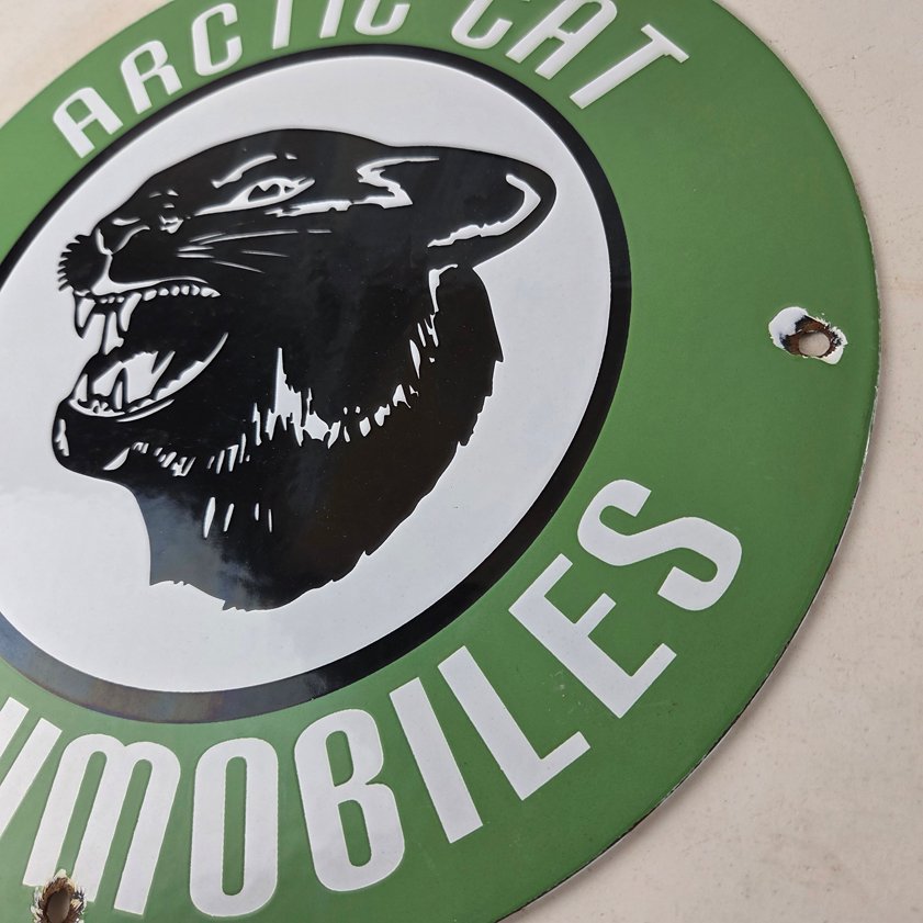 Vintage Arctic Cat Snowmobiles Sign - Sales Winter Sled Porcelain Gas Pump Sign - Image 12