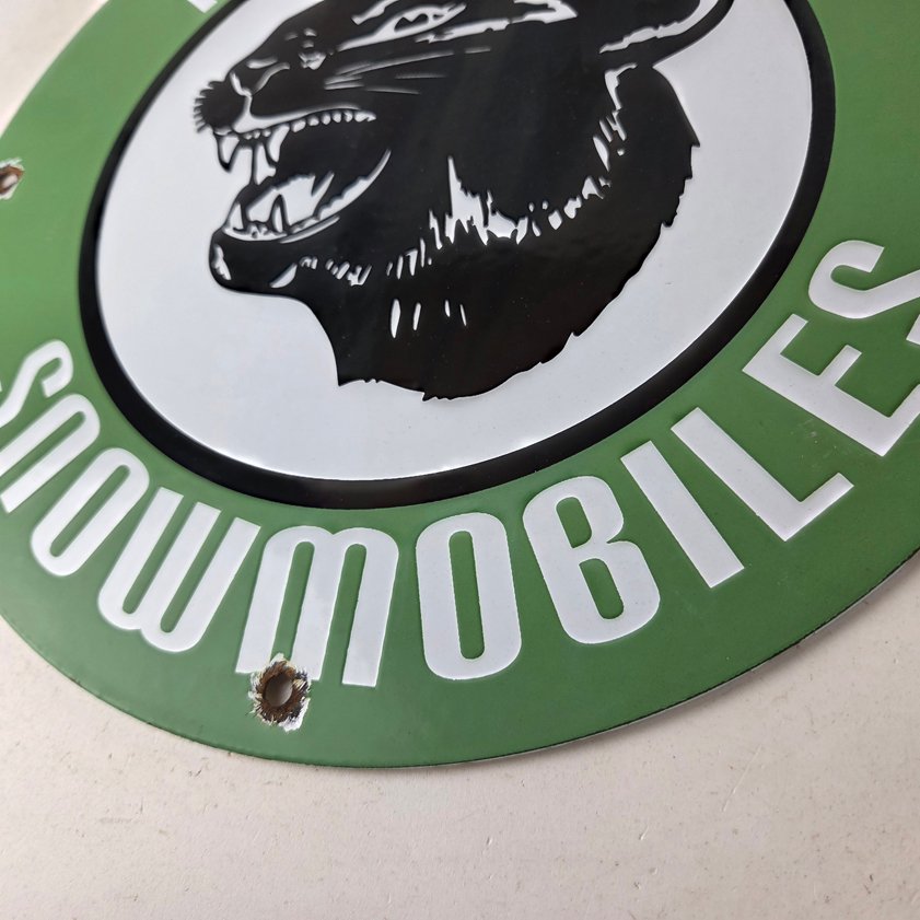 Vintage Arctic Cat Snowmobiles Sign - Sales Winter Sled Porcelain Gas Pump Sign - Image 13