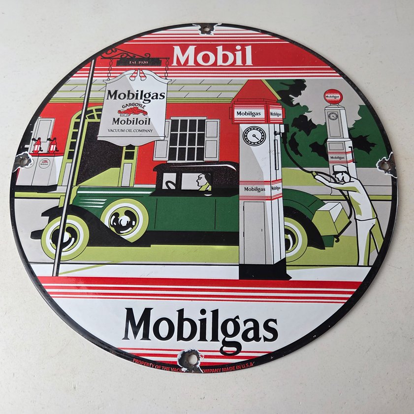 Vintage porcelain gas pump plate signs
