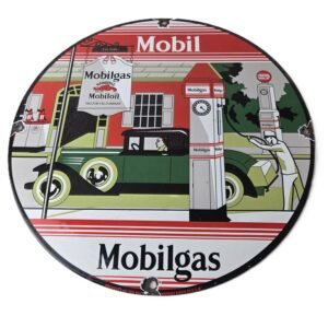 Vintage Mobilgas Sign - Gargoyle Mobil Filling Station Porcelain Gas Pump Sign