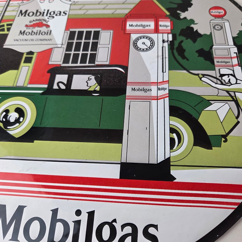 Vintage Mobilgas Sign - Gargoyle Mobil Filling Station Porcelain Gas Pump Sign - Image 3