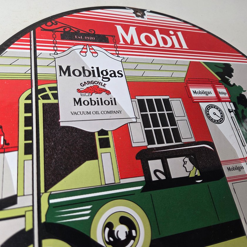 Vintage Mobilgas Sign - Gargoyle Mobil Filling Station Porcelain Gas Pump Sign - Image 4