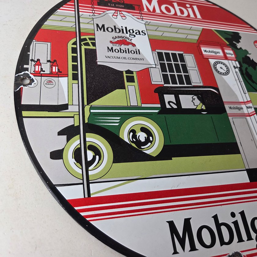 Vintage Mobilgas Sign - Gargoyle Mobil Filling Station Porcelain Gas Pump Sign - Image 5