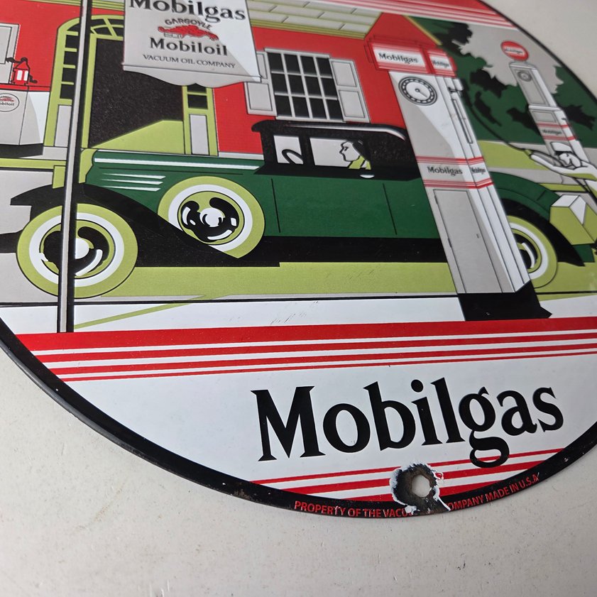 Vintage Mobilgas Sign - Gargoyle Mobil Filling Station Porcelain Gas Pump Sign - Image 10