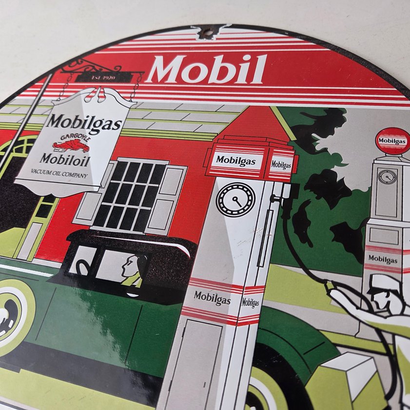 Vintage Mobilgas Sign - Gargoyle Mobil Filling Station Porcelain Gas Pump Sign - Image 11
