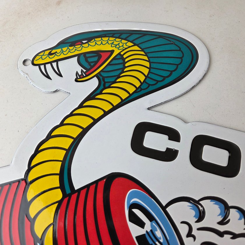 Vintage Ford Sign - Cobra Jet Sales Service Shelby Gas Oil Porcelain Sign - Image 2