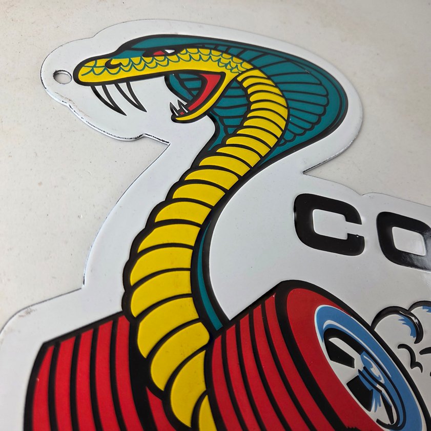 Vintage Ford Sign - Cobra Jet Sales Service Shelby Gas Oil Porcelain Sign - Image 4