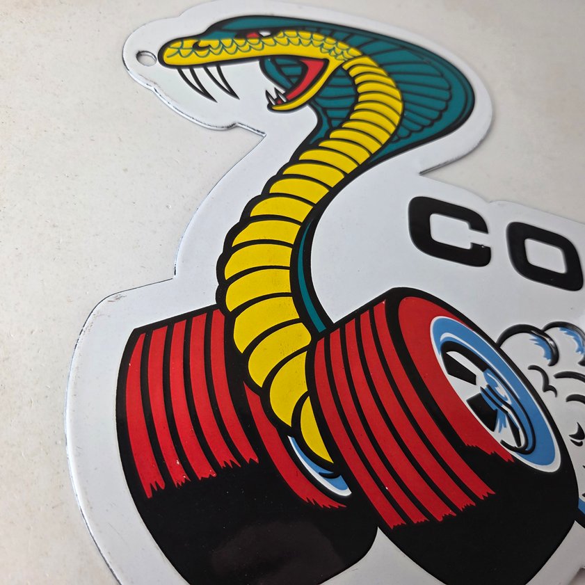 Vintage Ford Sign - Cobra Jet Sales Service Shelby Gas Oil Porcelain Sign - Image 5