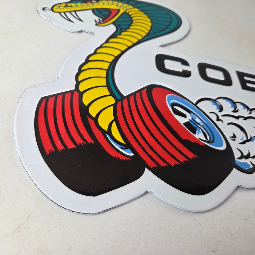 Vintage Ford Sign - Cobra Jet Sales Service Shelby Gas Oil Porcelain Sign - Image 6