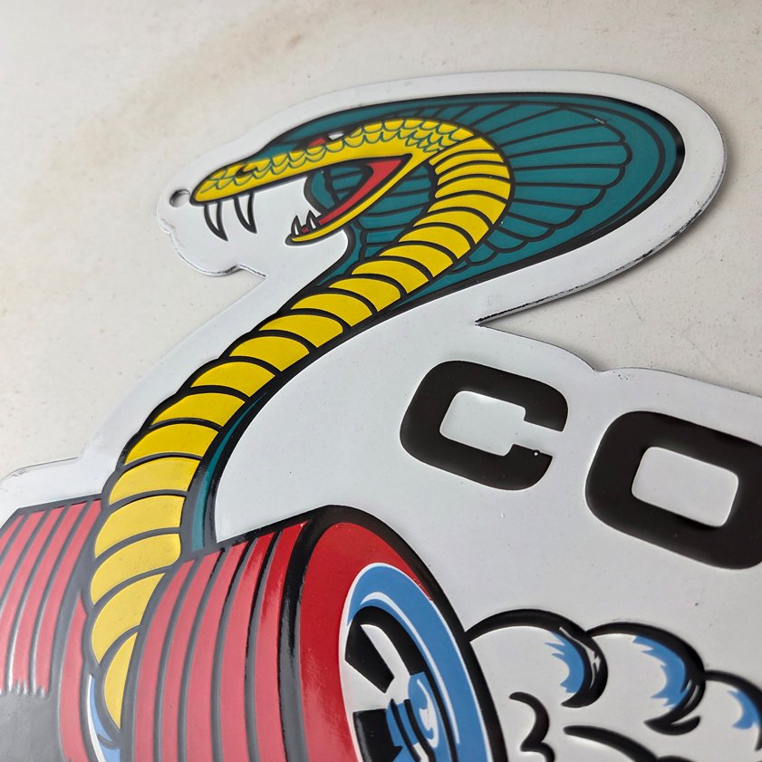 Vintage Ford Sign - Cobra Jet Sales Service Shelby Gas Oil Porcelain Sign - Image 11