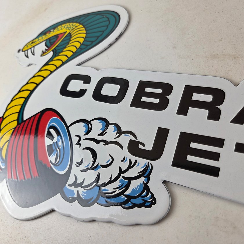 Vintage Ford Sign - Cobra Jet Sales Service Shelby Gas Oil Porcelain Sign - Image 12