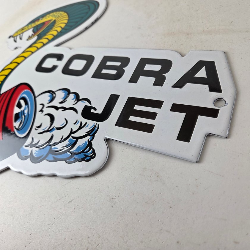 Vintage Ford Sign - Cobra Jet Sales Service Shelby Gas Oil Porcelain Sign - Image 13