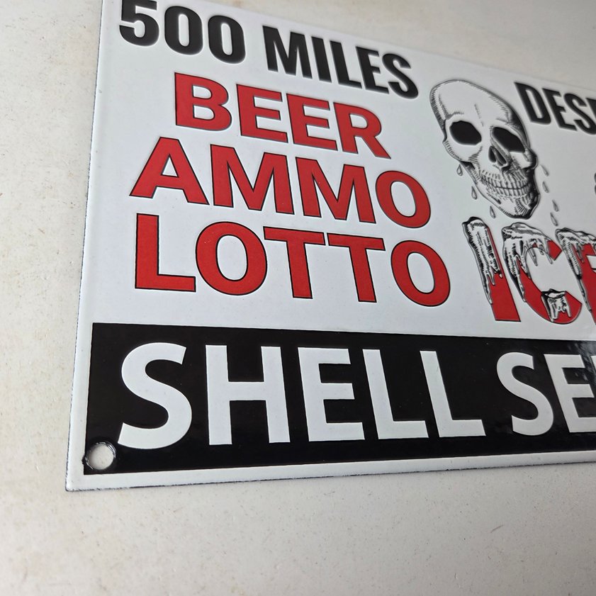 Vintage Shell Gasoline Sign - Route 66 Beer Ammo Ice Desert Pump Porcelain Sign - Image 5
