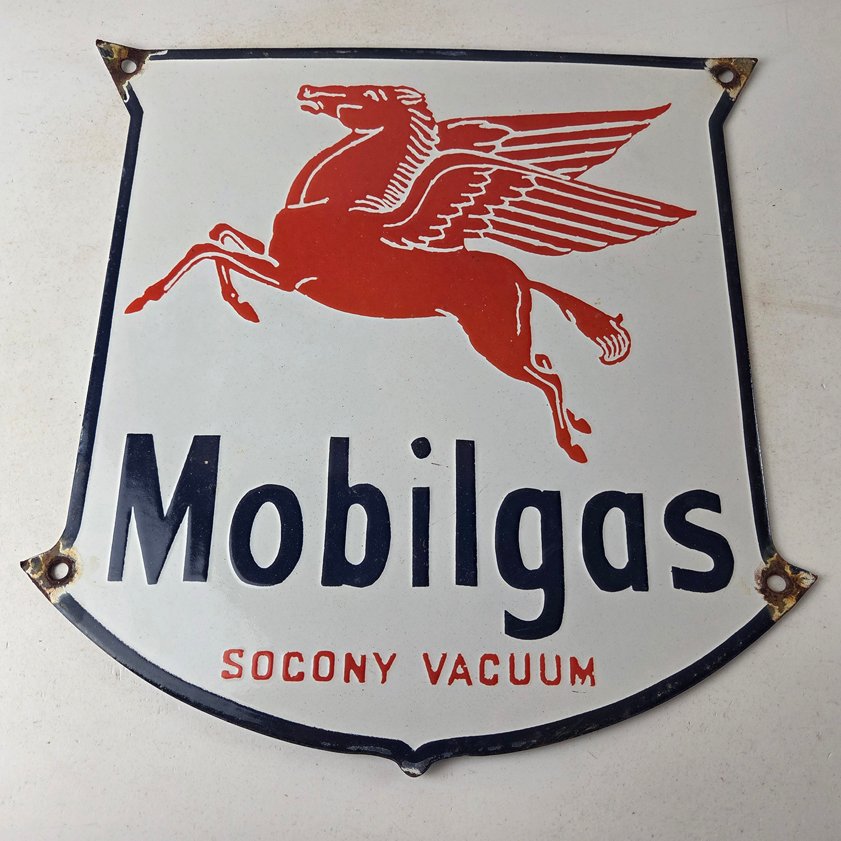 Vintage porcelain gas pump plate signs