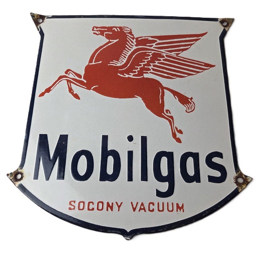 Vintage porcelain gas pump plate signs