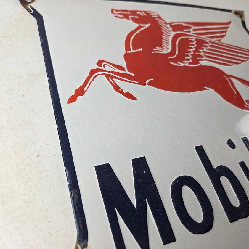Vintage Mobilgas Sign - Gasoline Advertising Gas Pump Station Porcelain Sign - Image 5