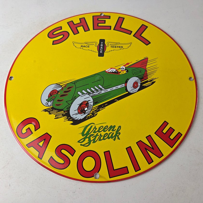 Vintage porcelain gas pump plate signs