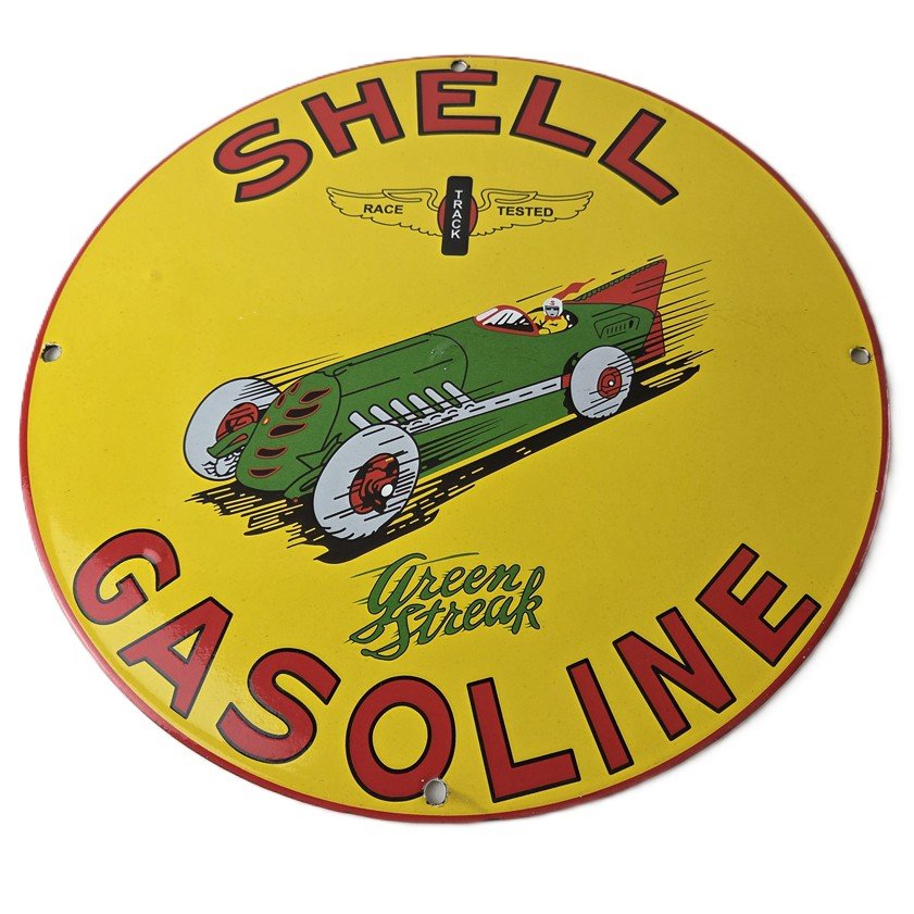 Vintage porcelain gas pump plate signs