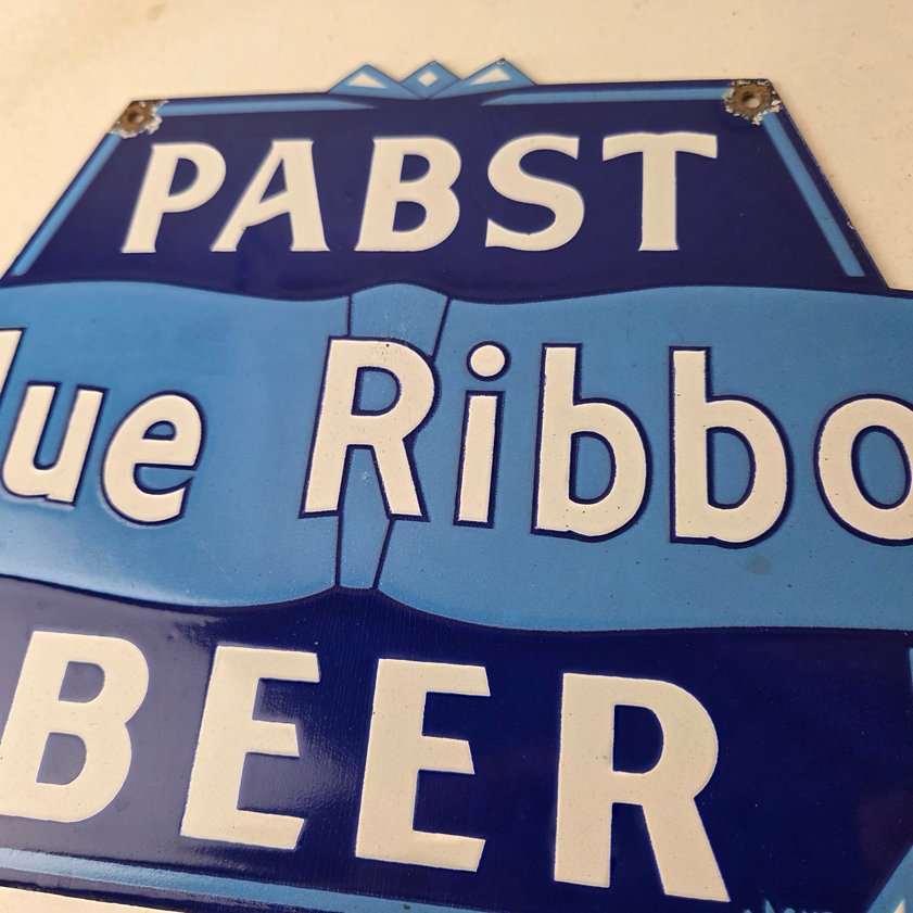 Vintage Pabst Beer Sign - Adult Beverage Blue Ribbon Gas Station Porcelain Sign - Image 2