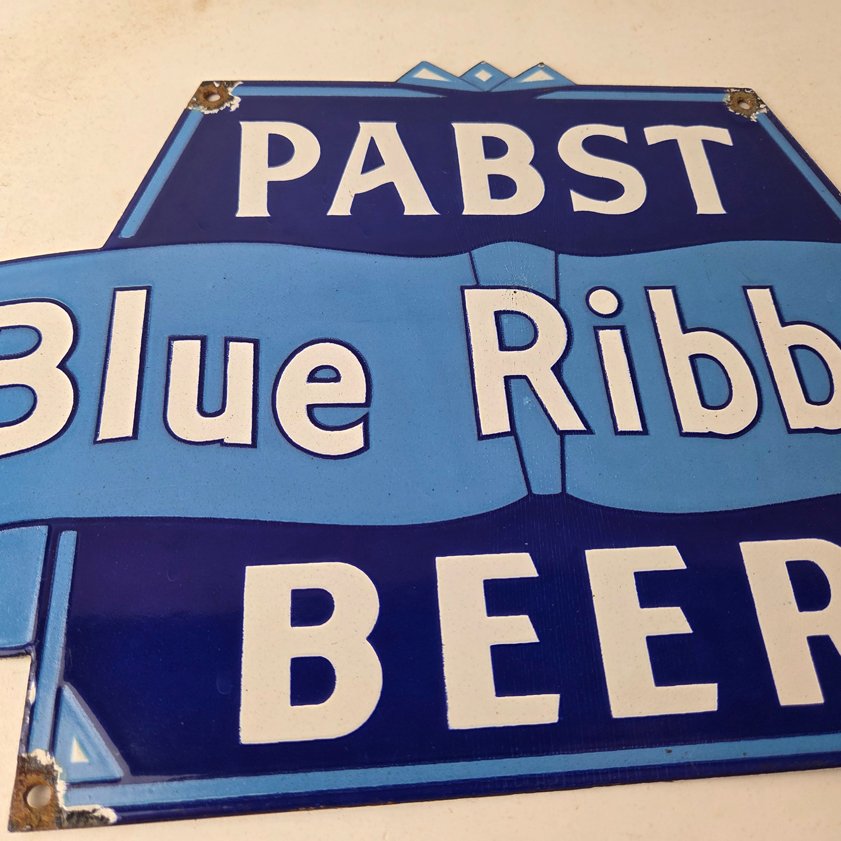 Vintage Pabst Beer Sign - Adult Beverage Blue Ribbon Gas Station Porcelain Sign - Image 3