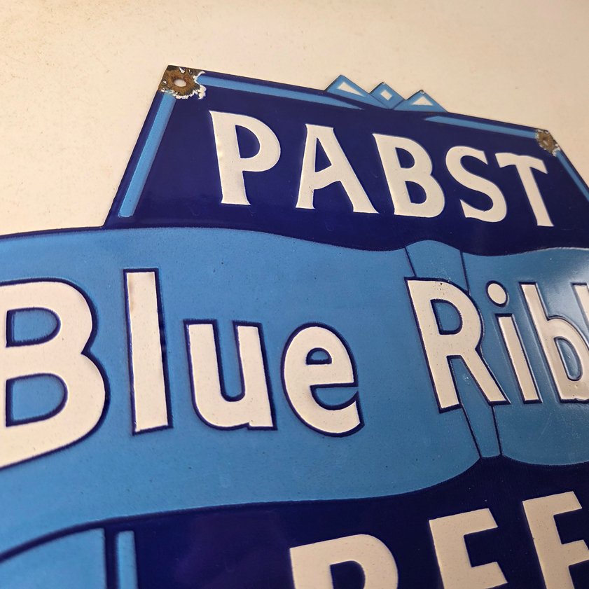 Vintage Pabst Beer Sign - Adult Beverage Blue Ribbon Gas Station Porcelain Sign - Image 4