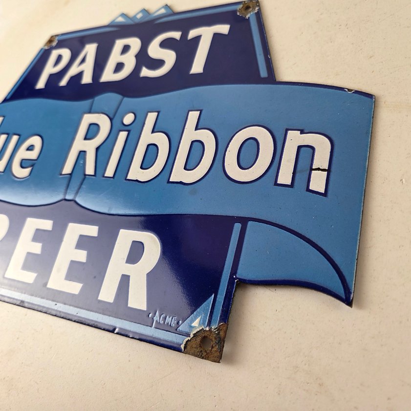 Vintage Pabst Beer Sign - Adult Beverage Blue Ribbon Gas Station Porcelain Sign - Image 12