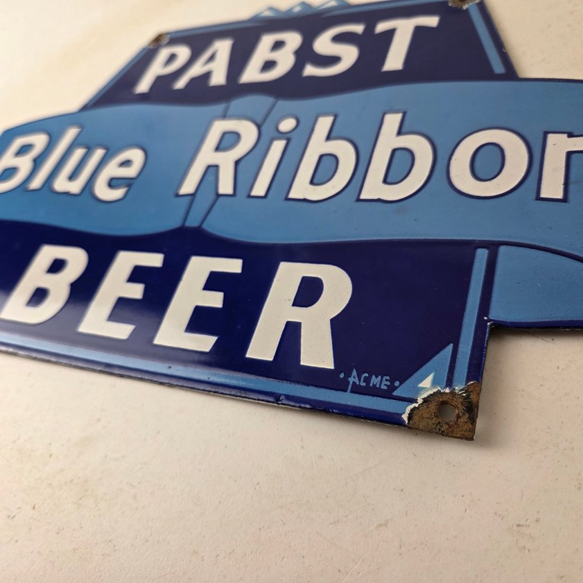 Vintage Pabst Beer Sign - Adult Beverage Blue Ribbon Gas Station Porcelain Sign - Image 13
