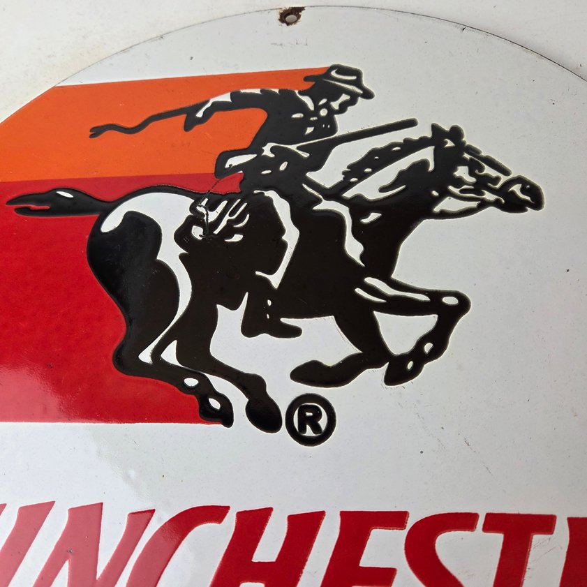 Vintage Winchester Porcelain Sign - Firearms Gas Station Advertisement Sign - Image 2