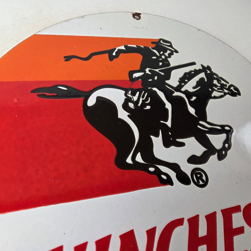 Vintage Winchester Porcelain Sign - Firearms Gas Station Advertisement Sign - Image 4