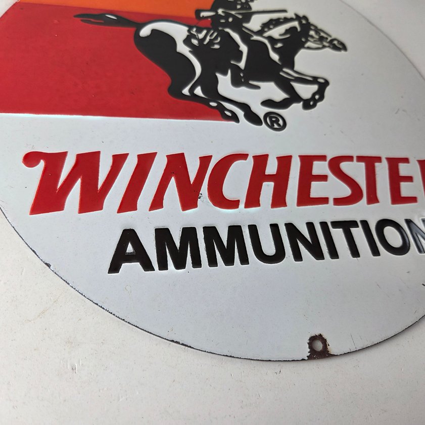 Vintage Winchester Porcelain Sign - Firearms Gas Station Advertisement Sign - Image 6